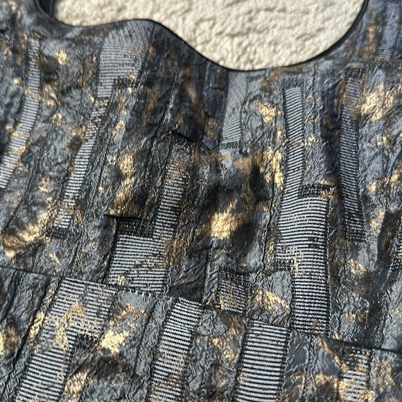 Debbi O. Maternity Dress Small Black Gray Gold Belted Party NWT LOFT - Picture 4 of 7